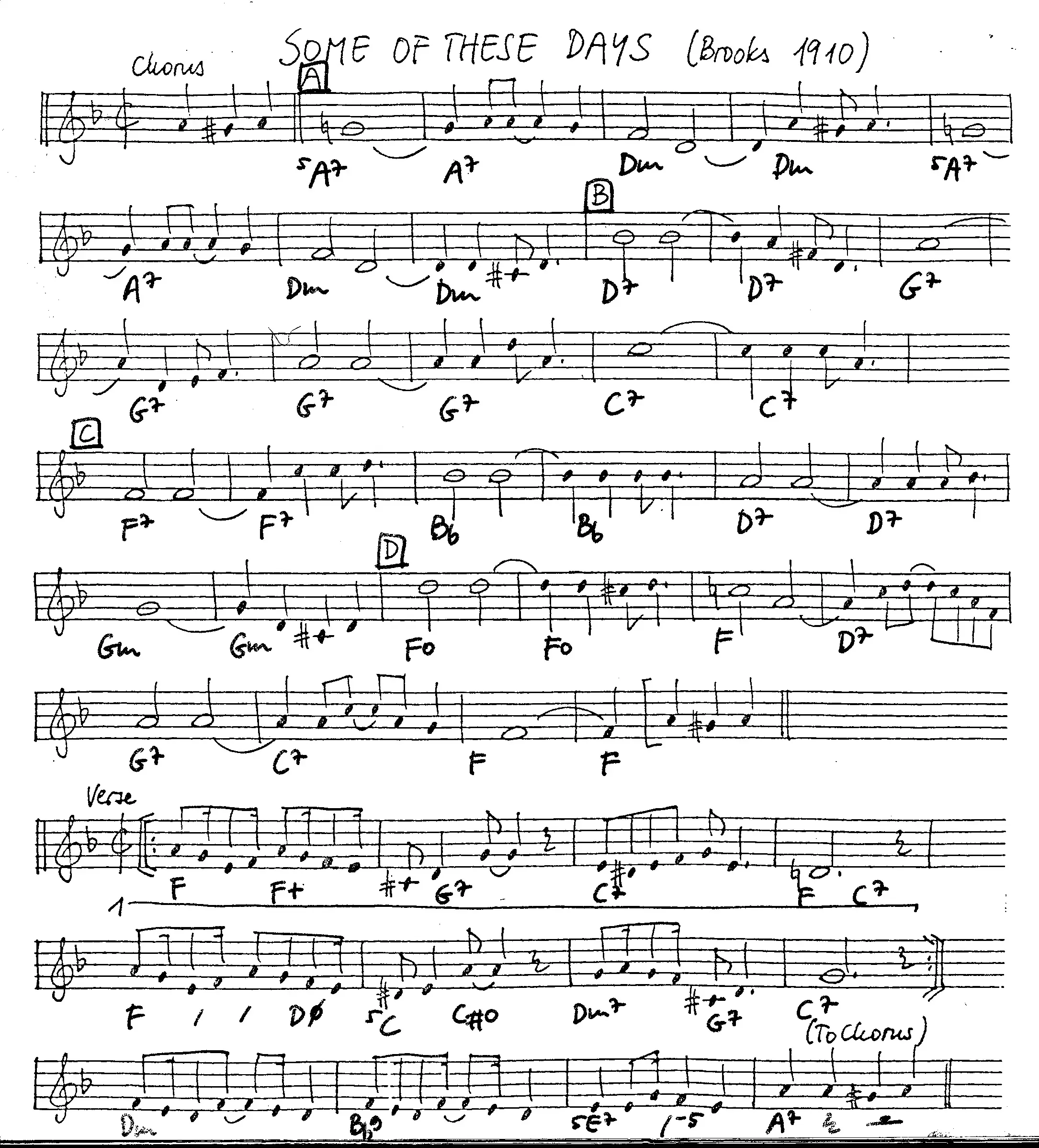 some of these days free jazz leadsheet - Courtesy of the Jungle Jazz Band